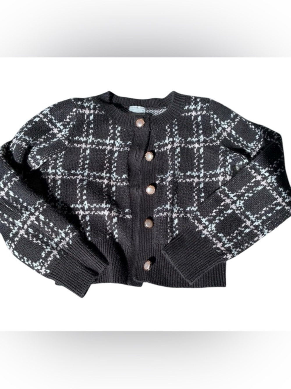🎆🎇3for$9 Abercrombie Kids Black and White Plaid Girls Cardigan